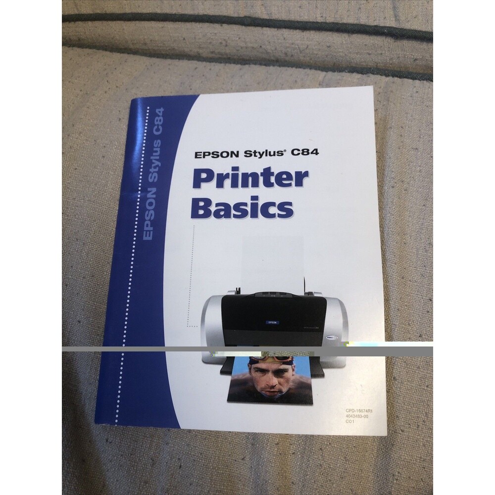 Manual-Epson Stylus C84 Color Printer Basics Instruction Paper Book CPD-16674R1